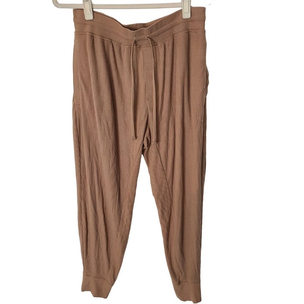 Tommy John Womens S Brown Drawstring Ribbed Zen Joggers Lounge Pants Pockets View 2